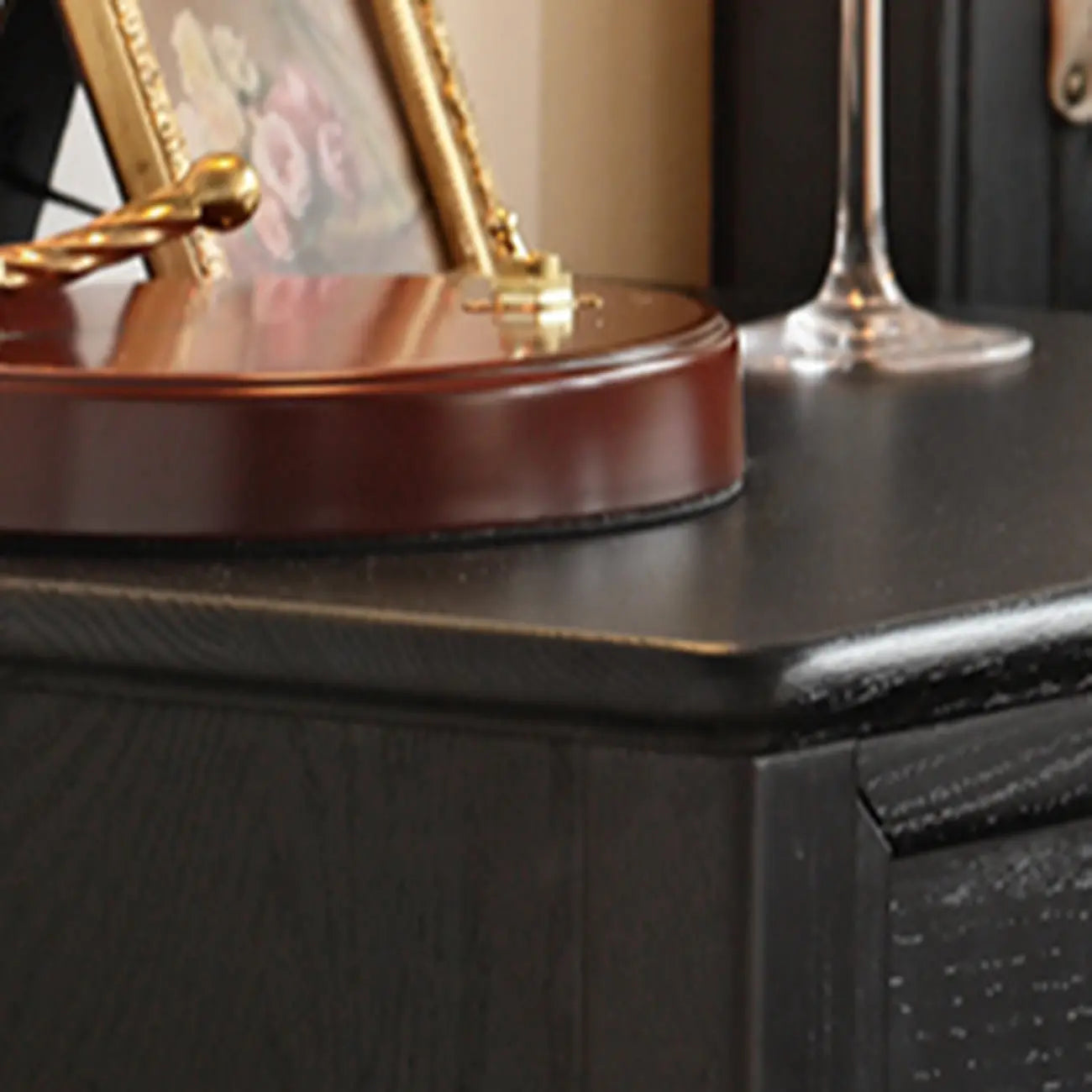 Modern Black Bedside Table with 2 Storage Drawers