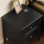 Modern Black Bedside Table with 2 Storage Drawers
