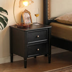 Modern Black Bedside Table with 2 Storage Drawers