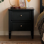 Modern Black Bedside Table with 2 Storage Drawers