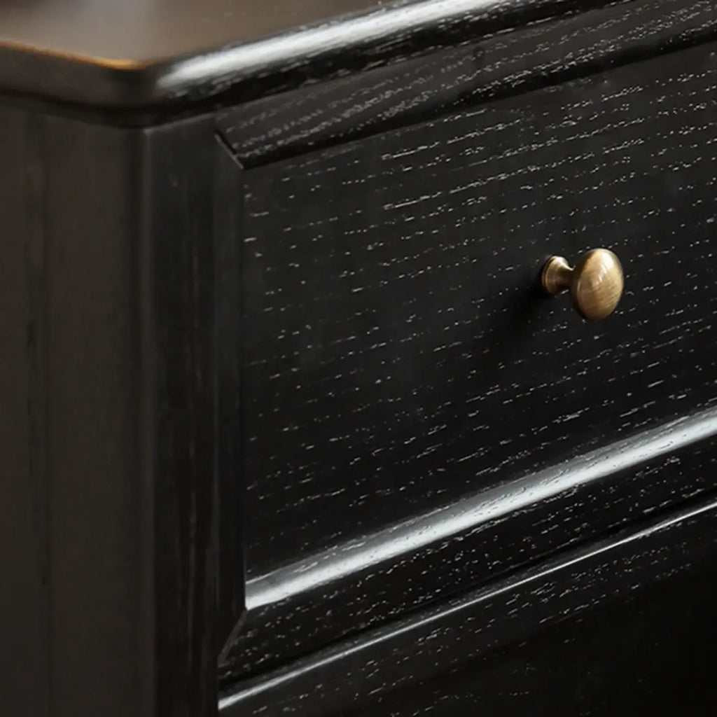 Modern Black Bedside Table with 2 Storage Drawers