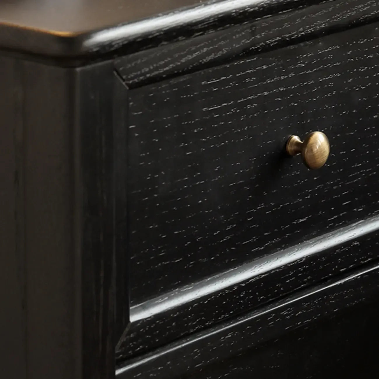 Modern Black Bedside Table with 2 Storage Drawers