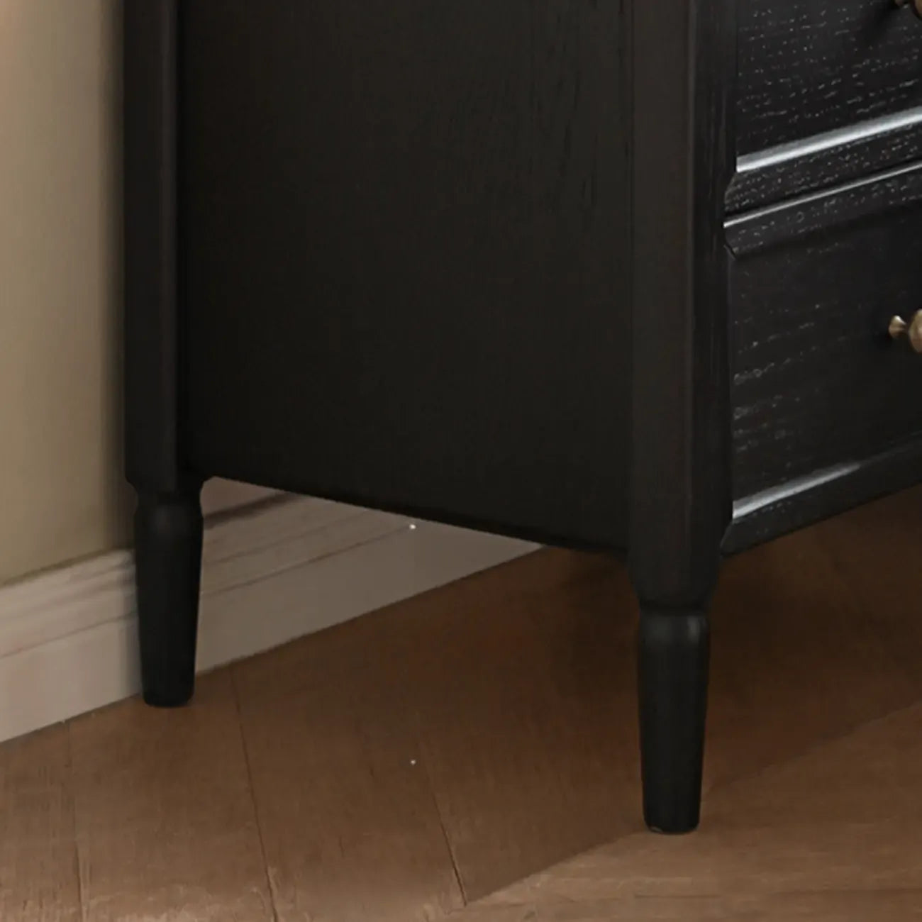 Modern Black Bedside Table with 2 Storage Drawers