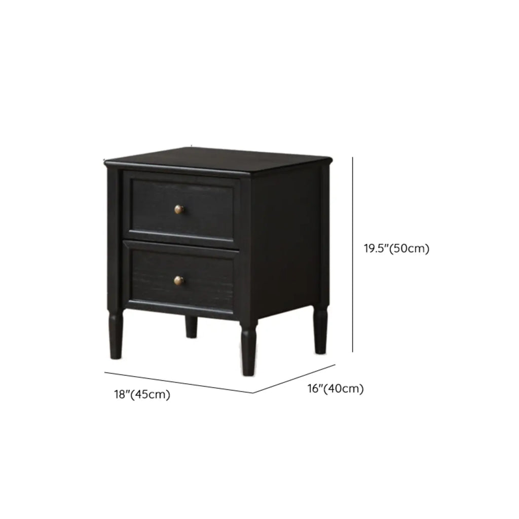 Modern Black Bedside Table with 2 Storage Drawers