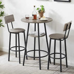 Industrial 2-tier Round Bar Height Table For Small Spaces