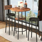 Industrial 2-tier Round Bar Height Table For Small Spaces