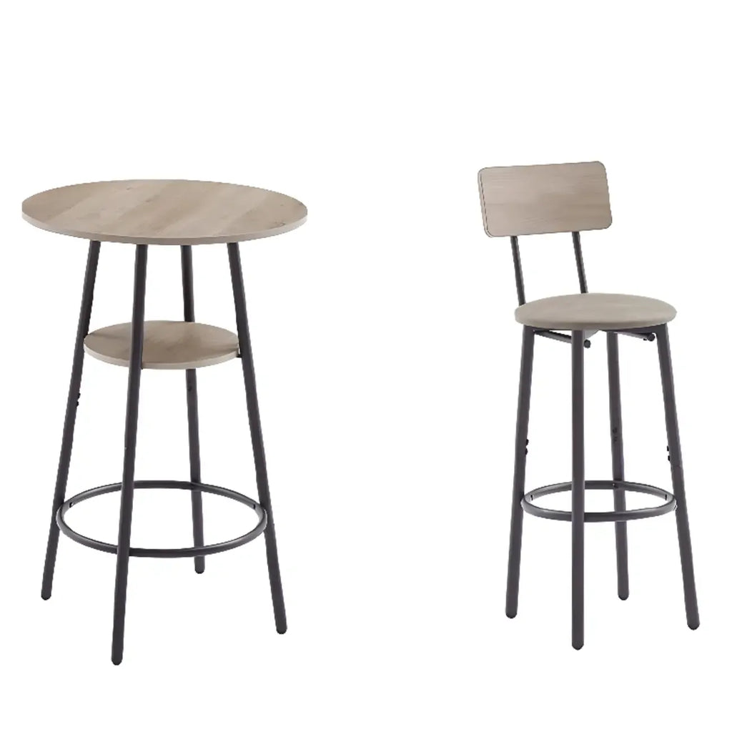 Industrial 2-tier Round Bar Height Table For Small Spaces