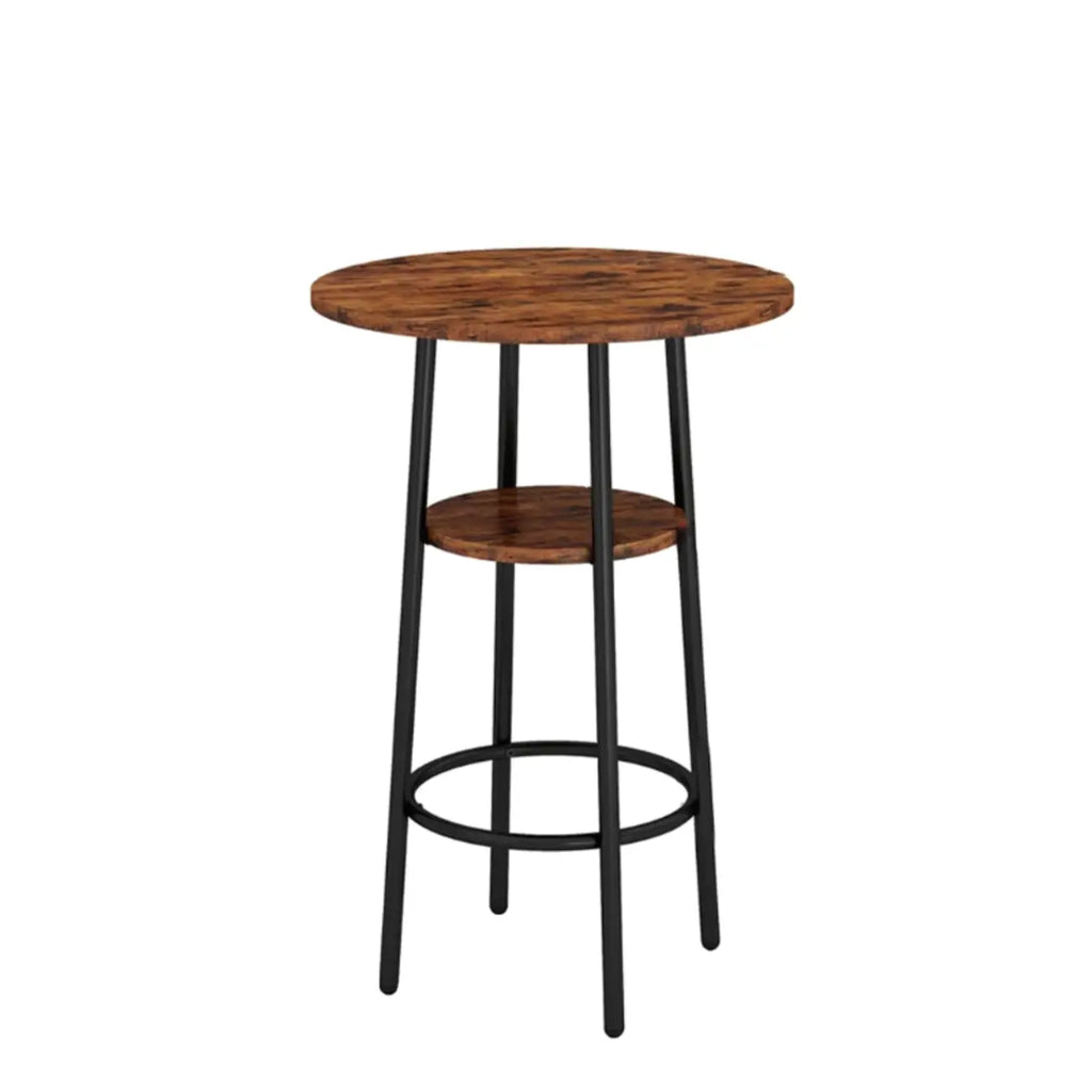 Industrial 2-tier Round Bar Height Table For Small Spaces
