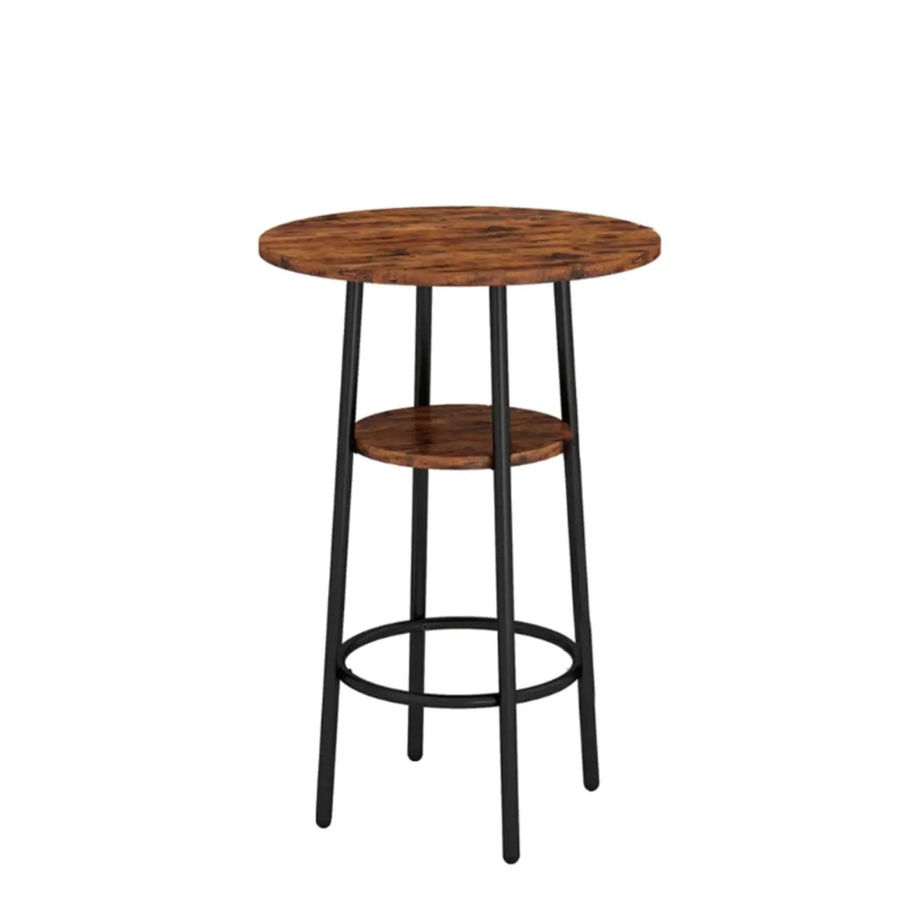 Industrial 2-tier Round Bar Height Table For Small Spaces