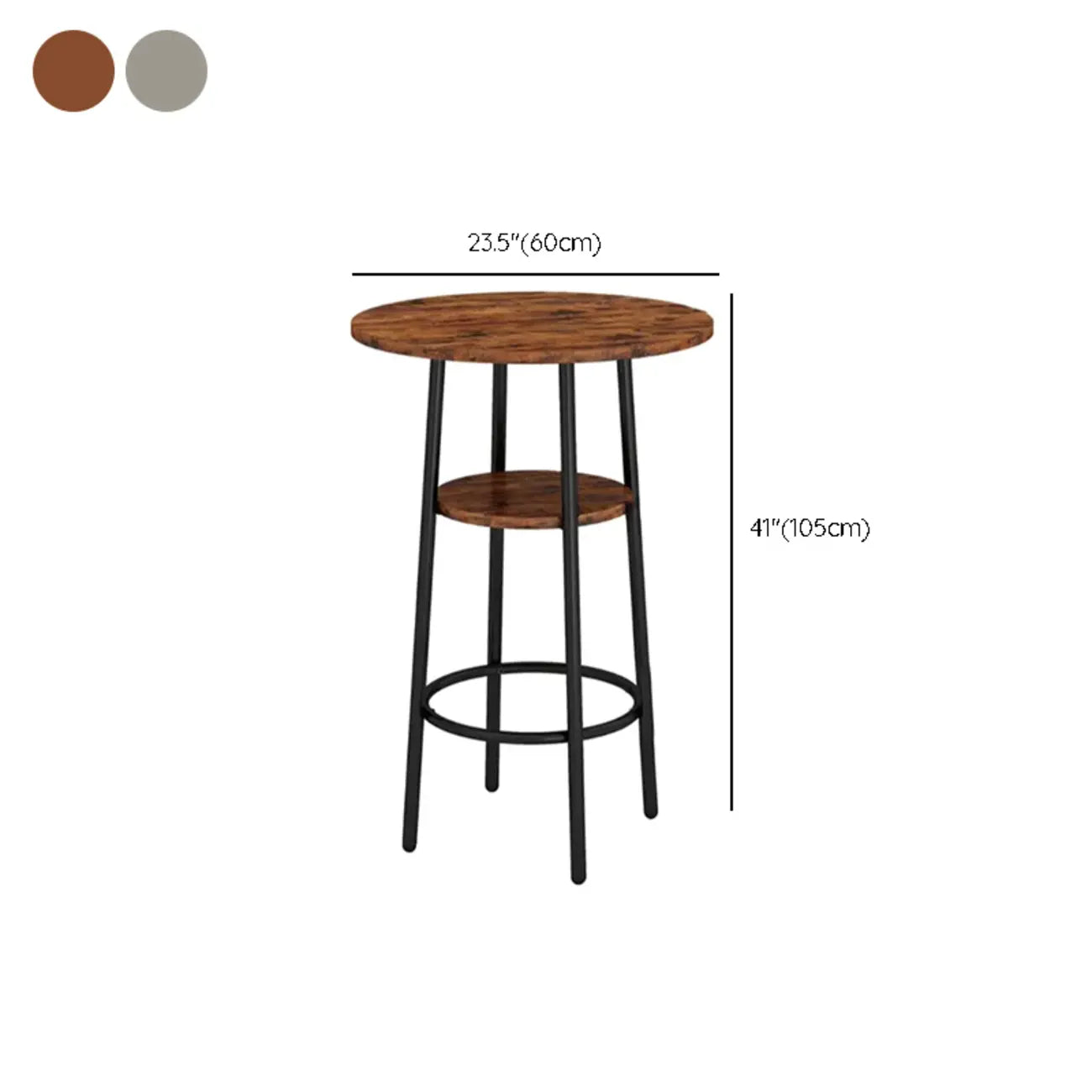 Industrial 2-tier Round Bar Height Table For Small Spaces