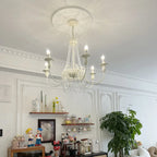 Crystal White Metal Crown Candelabra Chandelier