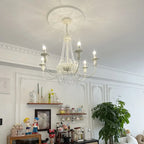 Crystal White Metal Crown Candelabra Chandelier