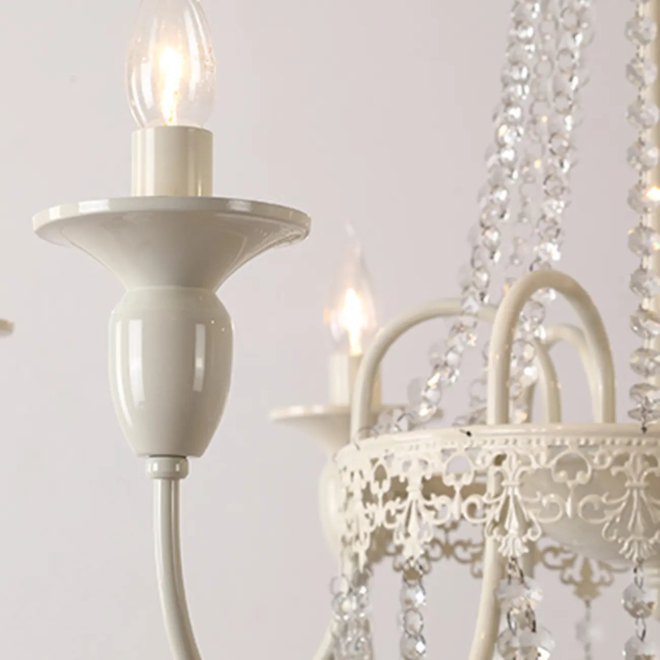 Crystal White Metal Crown Candelabra Chandelier