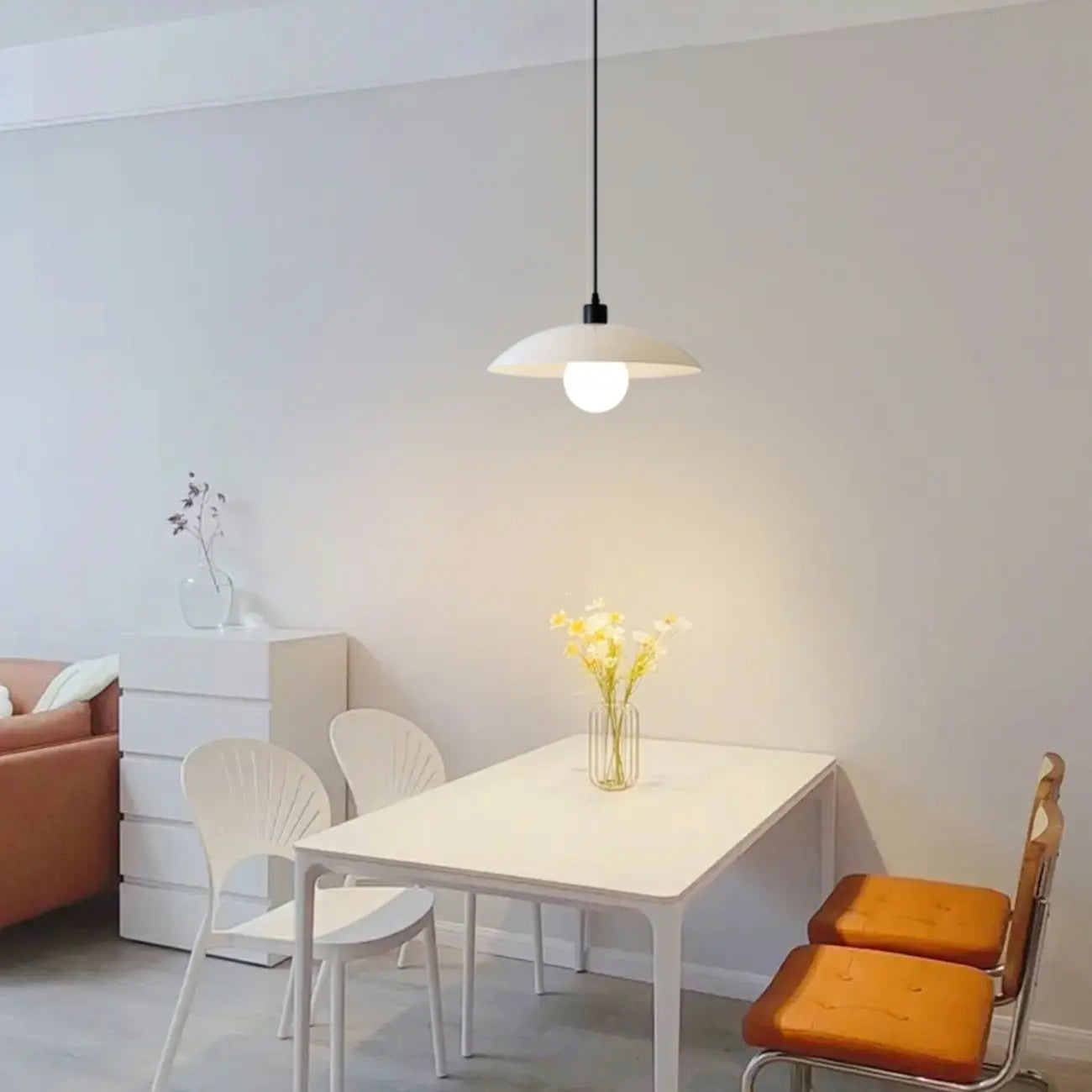 Modern White Glass Adjustable Dining Pendant Lighting
