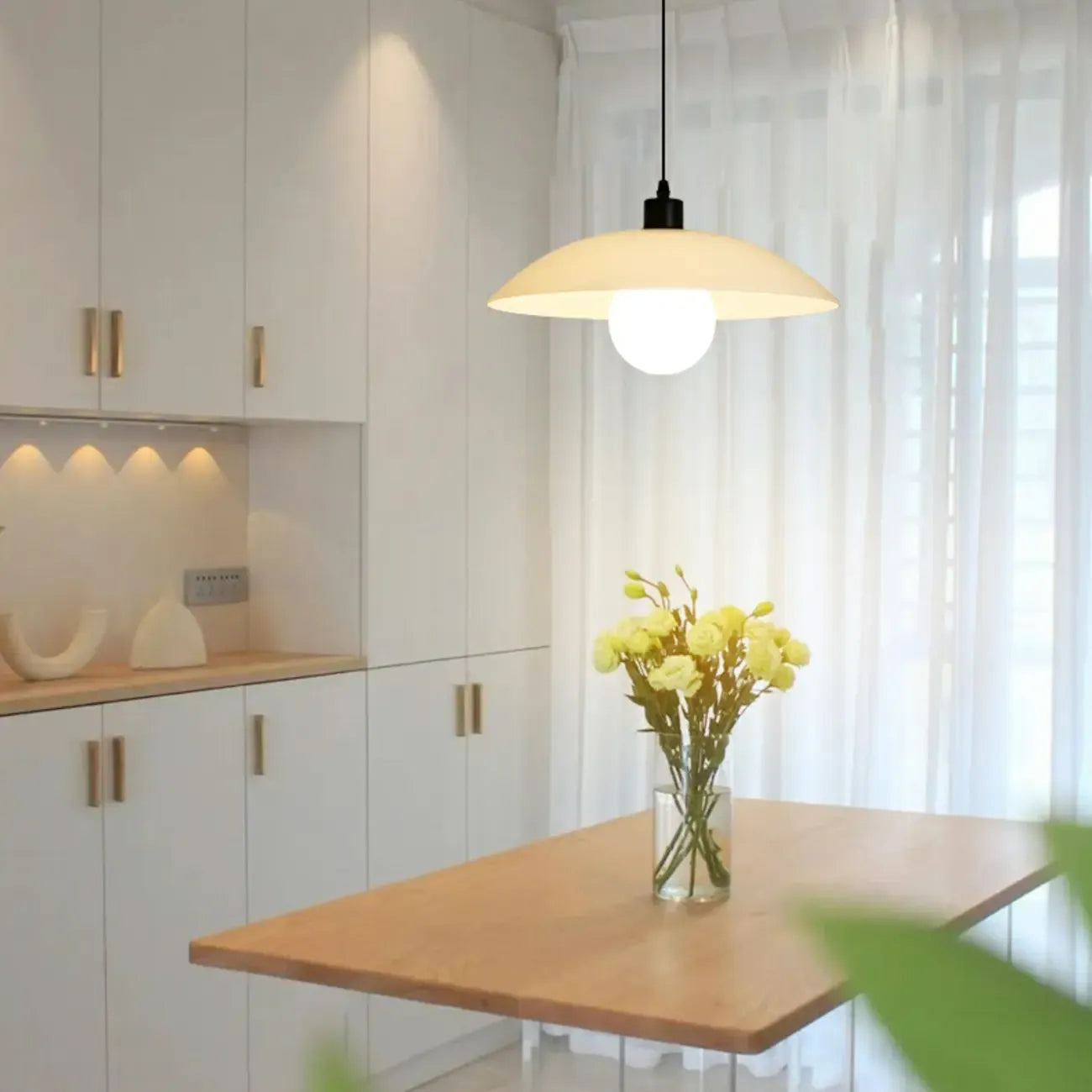 Modern White Glass Adjustable Dining Pendant Lighting