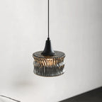 Cylinder Black Glass Hanging Pendant Light for Home Decor