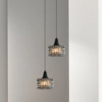 Cylinder Black Glass Hanging Pendant Light for Home Decor