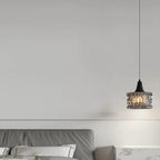 Cylinder Black Glass Hanging Pendant Light for Home Decor