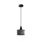 Cylinder Black Glass Hanging Pendant Light for Home Decor