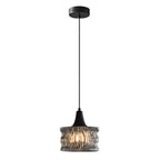 Cylinder Black Glass Hanging Pendant Light for Home Decor