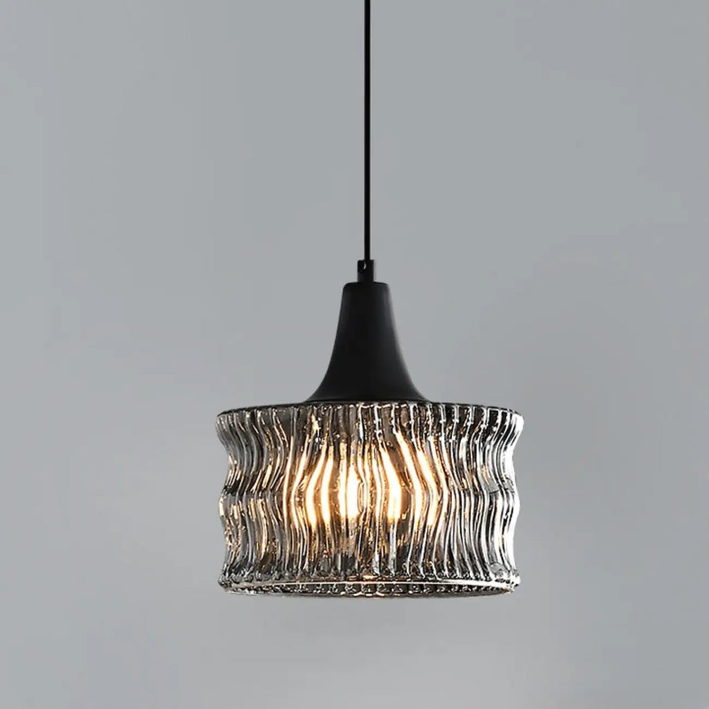 Cylinder Black Glass Hanging Pendant Light for Home Decor