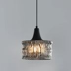 Cylinder Black Glass Hanging Pendant Light for Home Decor