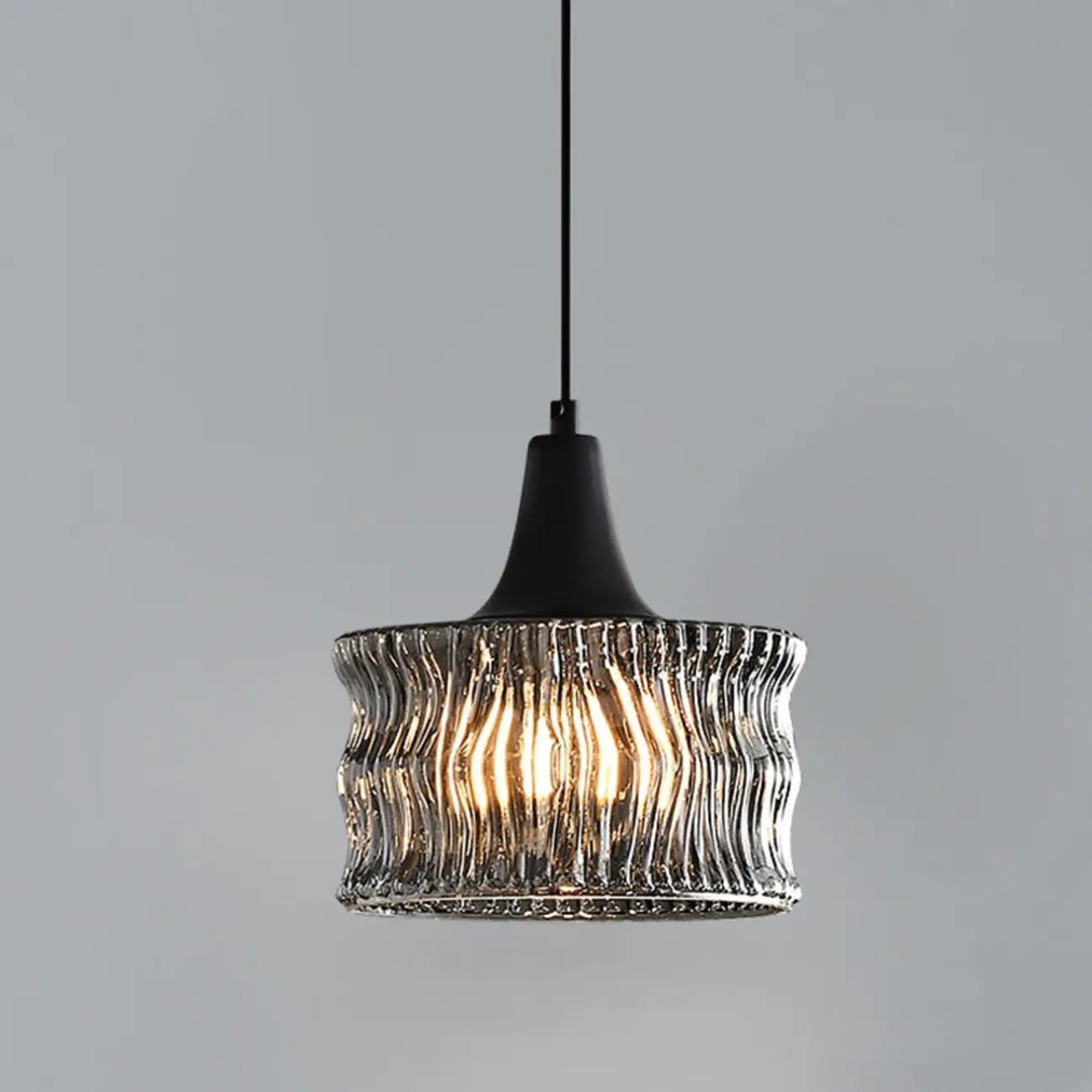 Cylinder Black Glass Hanging Pendant Light for Home Decor