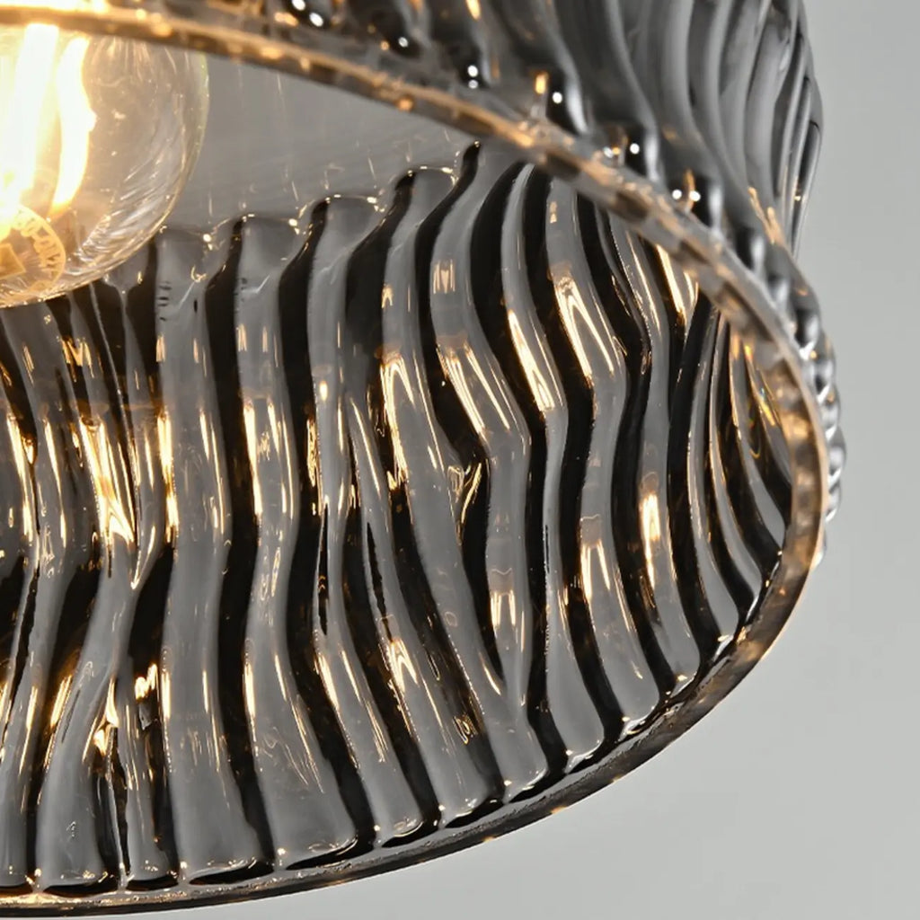 Cylinder Black Glass Hanging Pendant Light for Home Decor