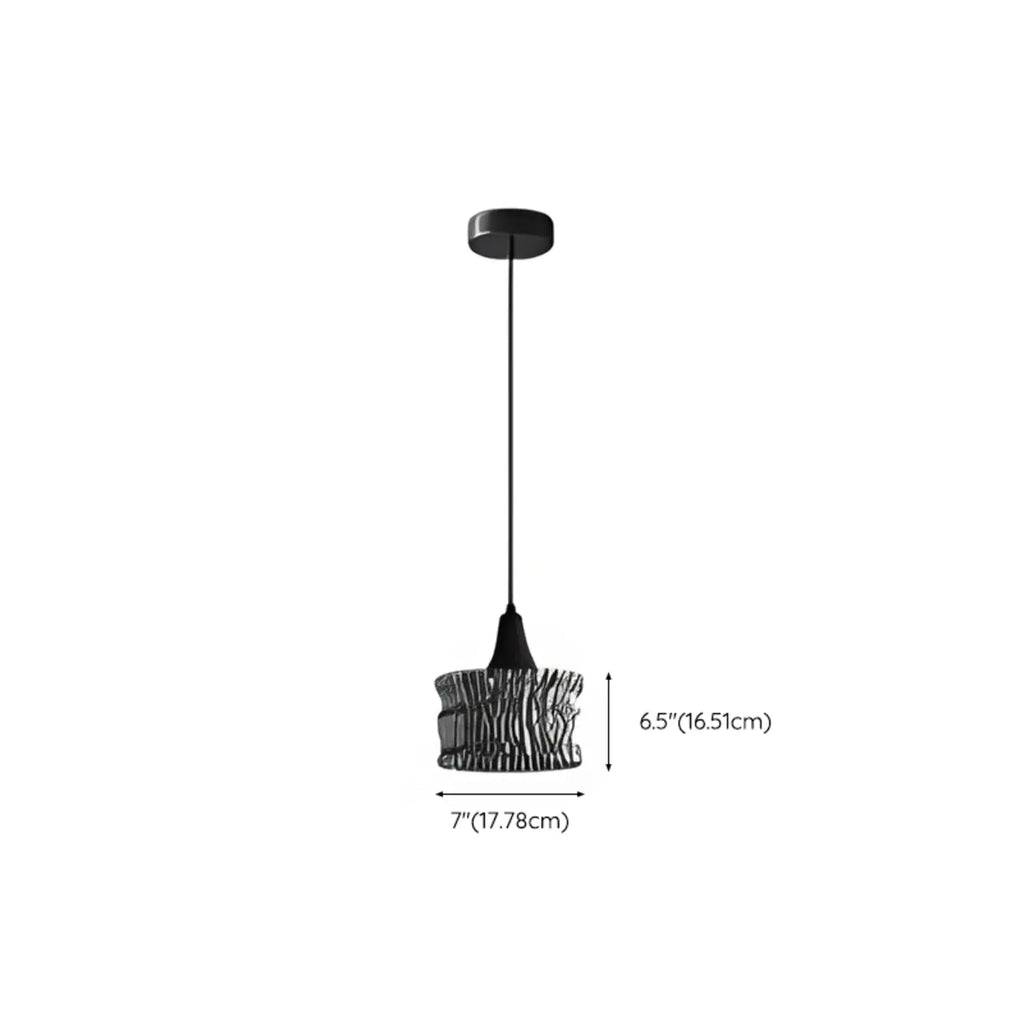 Cylinder Black Glass Hanging Pendant Light for Home Decor