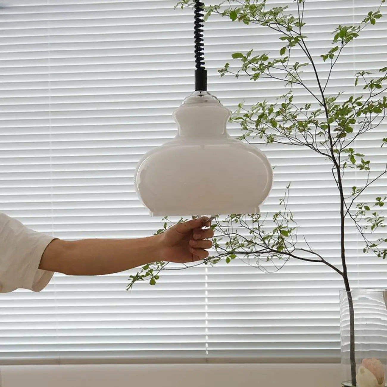 Modern Green Dome Glass Adjustable Pendant Light
