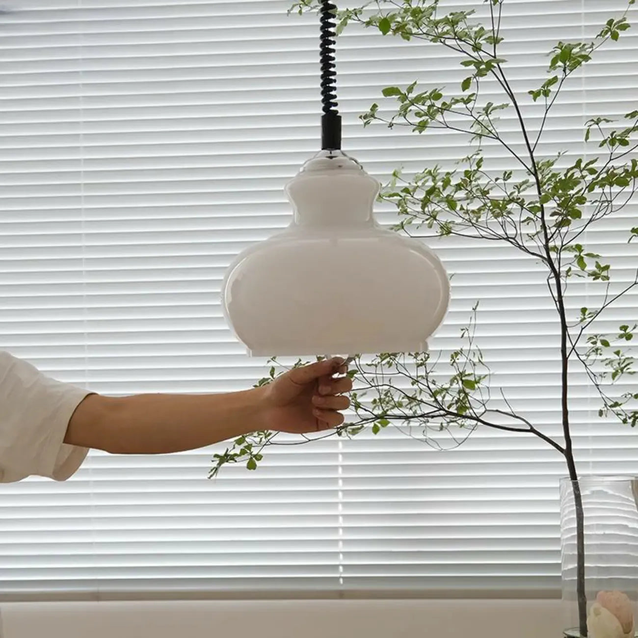Modern Green Dome Glass Adjustable Pendant Light