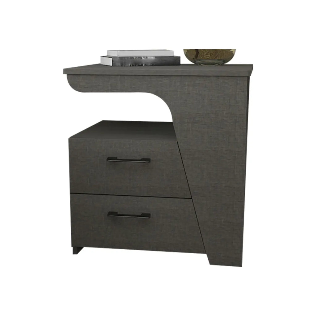 Modern White Bedside Table with 2 Storage Drawers
