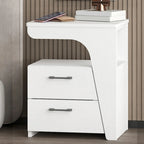 Modern White Bedside Table with 2 Storage Drawers