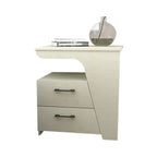 Modern White Bedside Table with 2 Storage Drawers