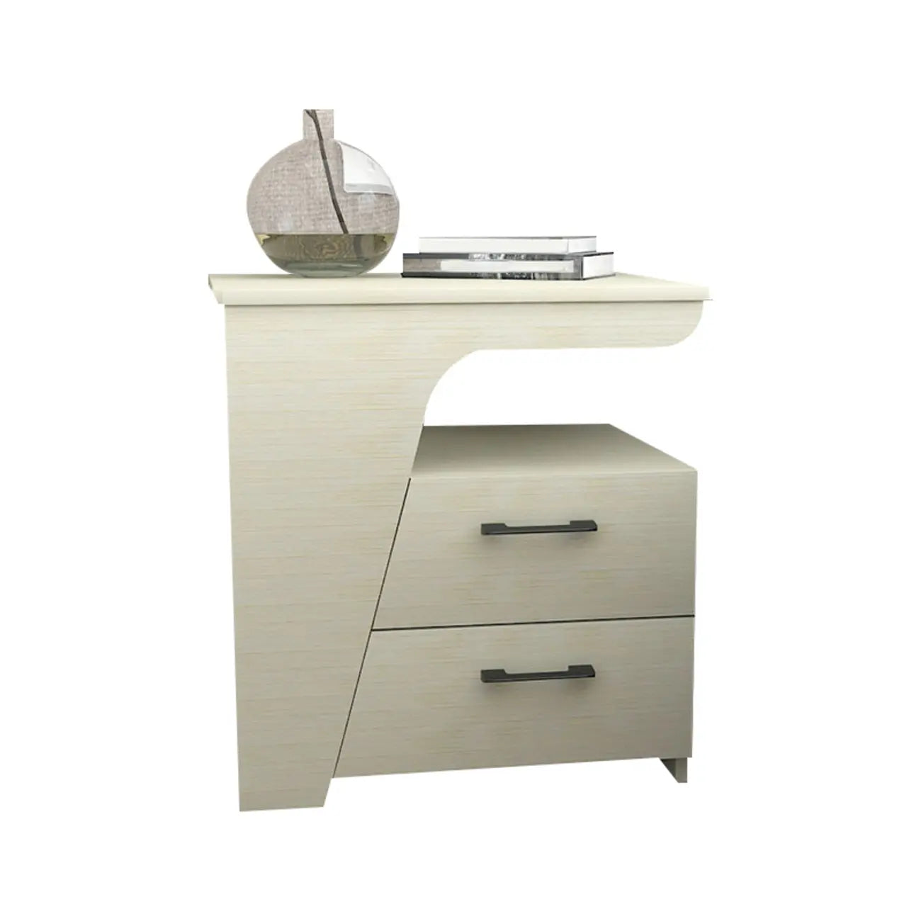 Modern White Bedside Table with 2 Storage Drawers
