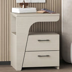Modern White Bedside Table with 2 Storage Drawers