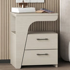 Modern White Bedside Table with 2 Storage Drawers