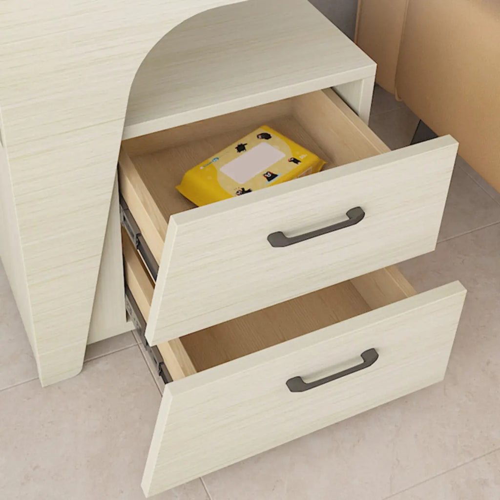 Modern White Bedside Table with 2 Storage Drawers