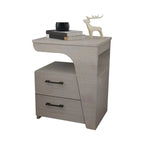 Modern White Bedside Table with 2 Storage Drawers