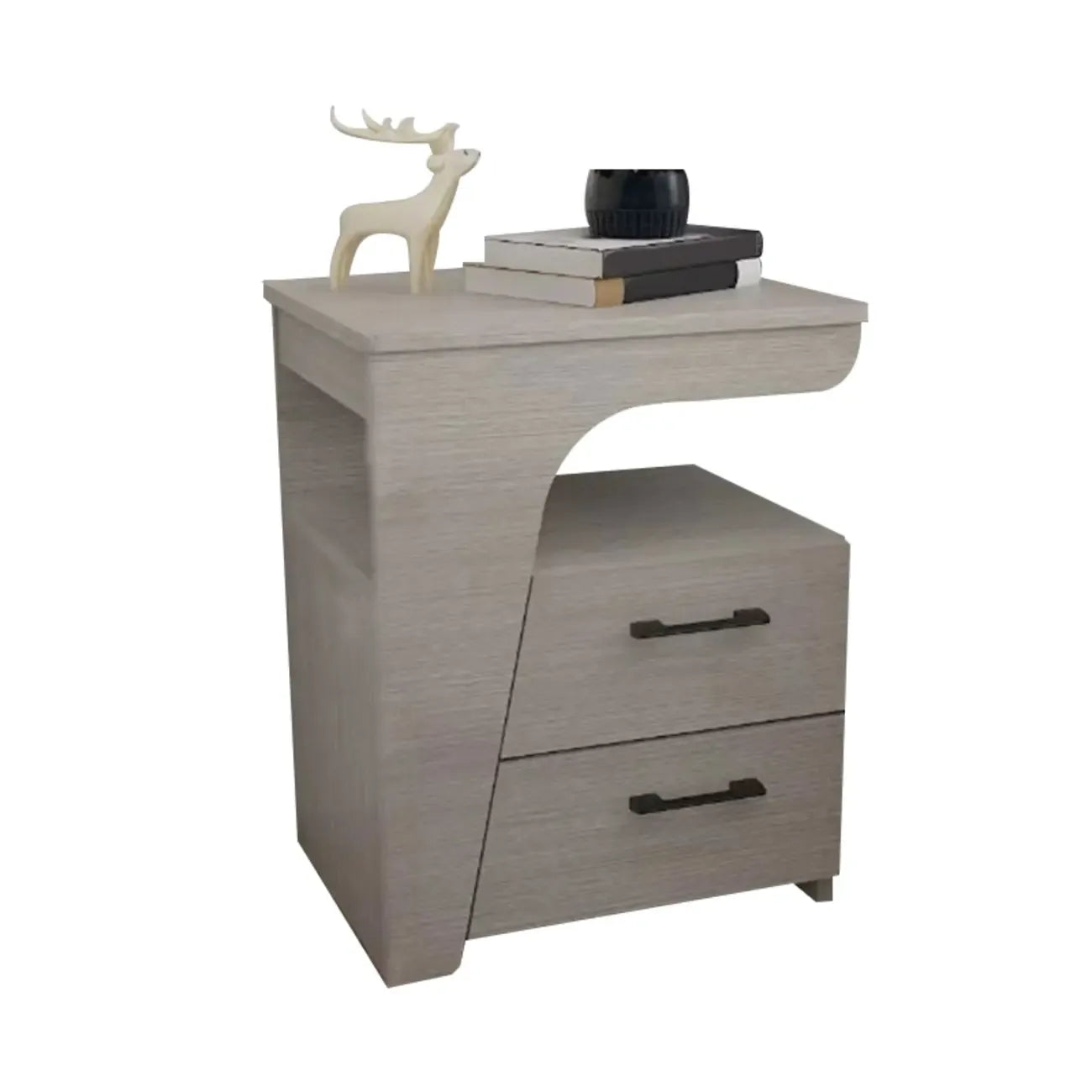 Modern White Bedside Table with 2 Storage Drawers