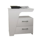 Modern White Bedside Table with 2 Storage Drawers