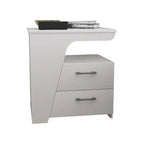 Modern White Bedside Table with 2 Storage Drawers