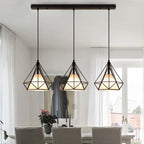 3-Light Geometric Metal Black Islands Pendant Light