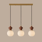 Adjustable Modern Wood Glass Pendant Light for Bedroom
