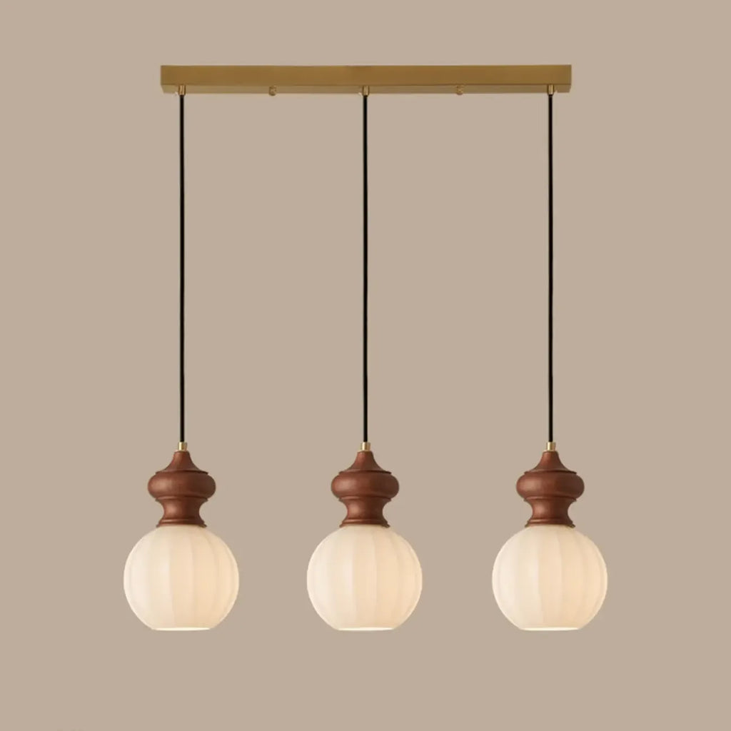 Adjustable Modern Wood Glass Pendant Light for Bedroom