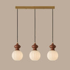 Adjustable Modern Wood Glass Pendant Light for Bedroom