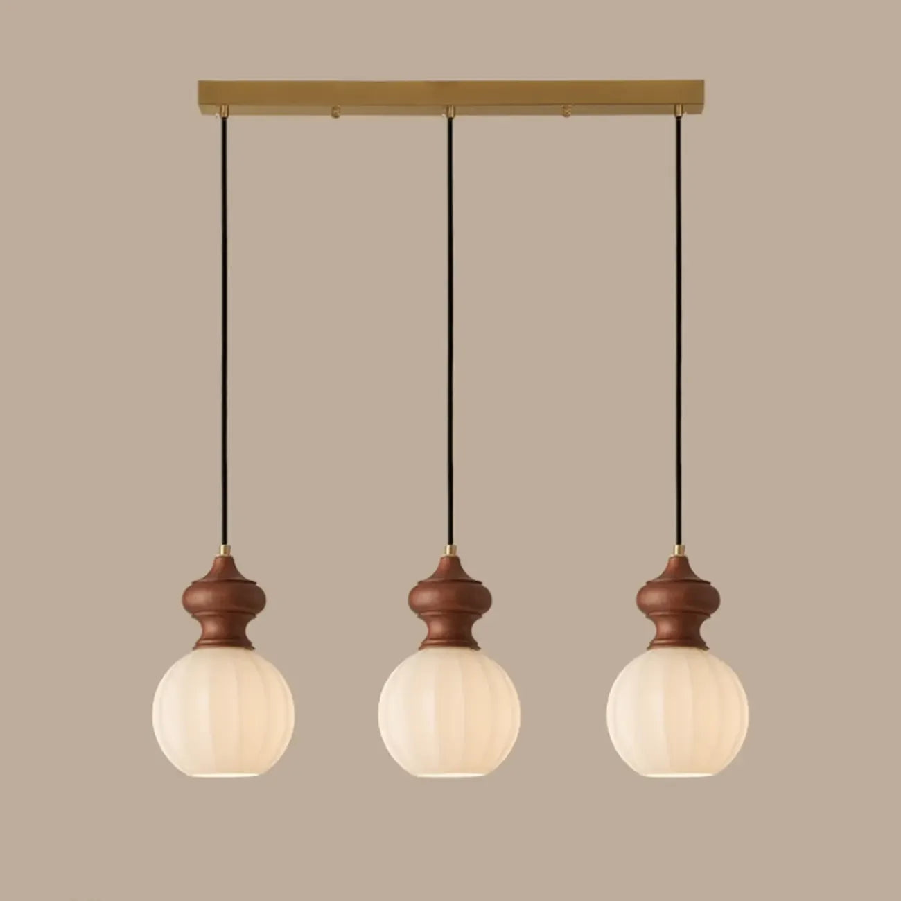 Adjustable Modern Wood Glass Pendant Light for Bedroom