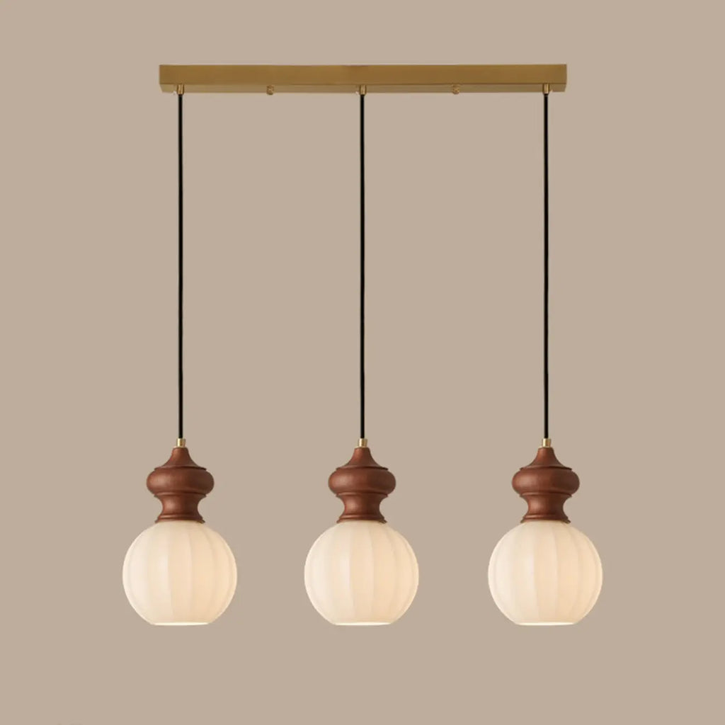 Adjustable Modern Wood Glass Pendant Light for Bedroom