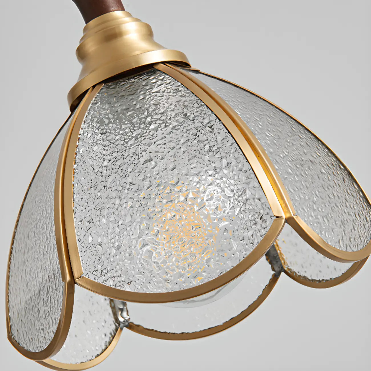3-Light Glass Brass Floral Dining Pendant Light
