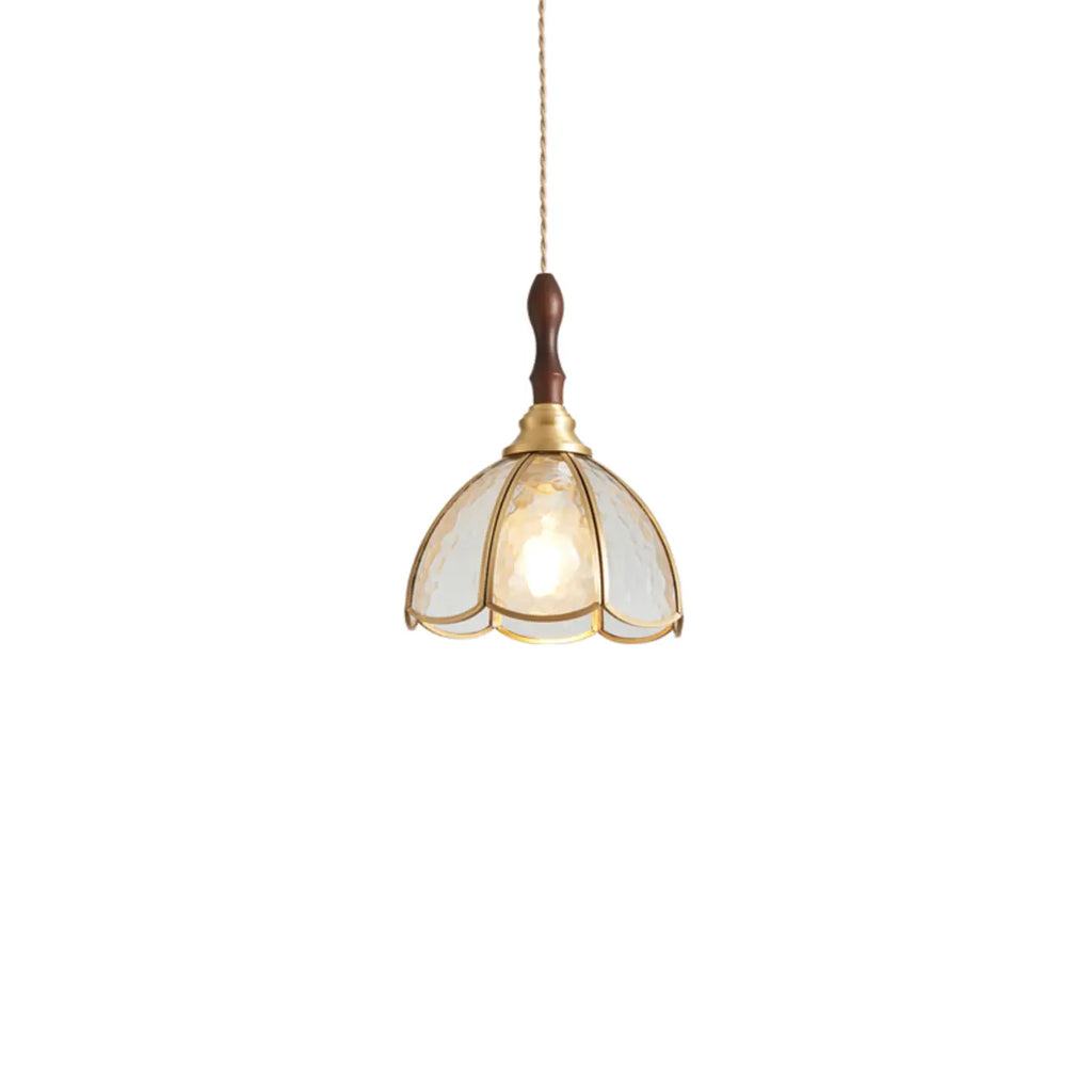 3-Light Glass Brass Floral Dining Pendant Light